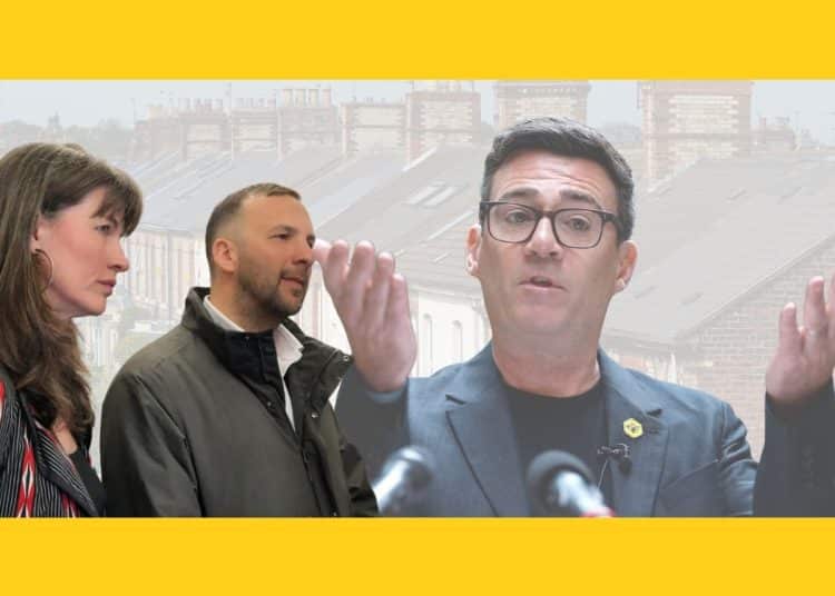 Zack Polanski and Rachel Millward of the Green Party and Andy Burnham of Labour