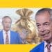 Images of Nigel Farage and a large money bag