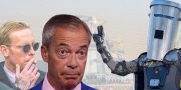 Nigel Farage, Laurence Fox, and Count Binface
