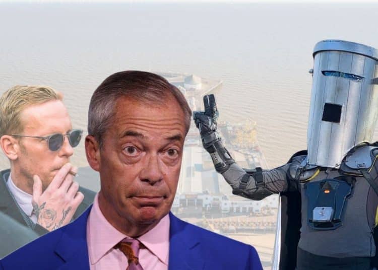 Nigel Farage, Laurence Fox, and Count Binface