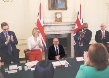 Labour Keir Starmer being applauded by his cabinet