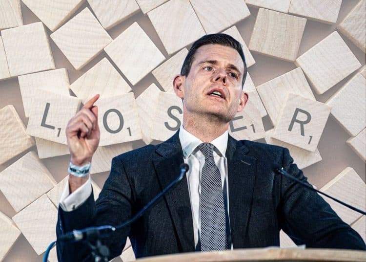 Matt Goodwin in front of the word 'loser'