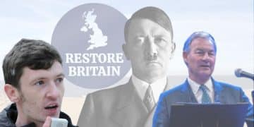 Rupert Lowe and Steve Laws of Restore Britain, and Adolf Hitler of the Nazi Party