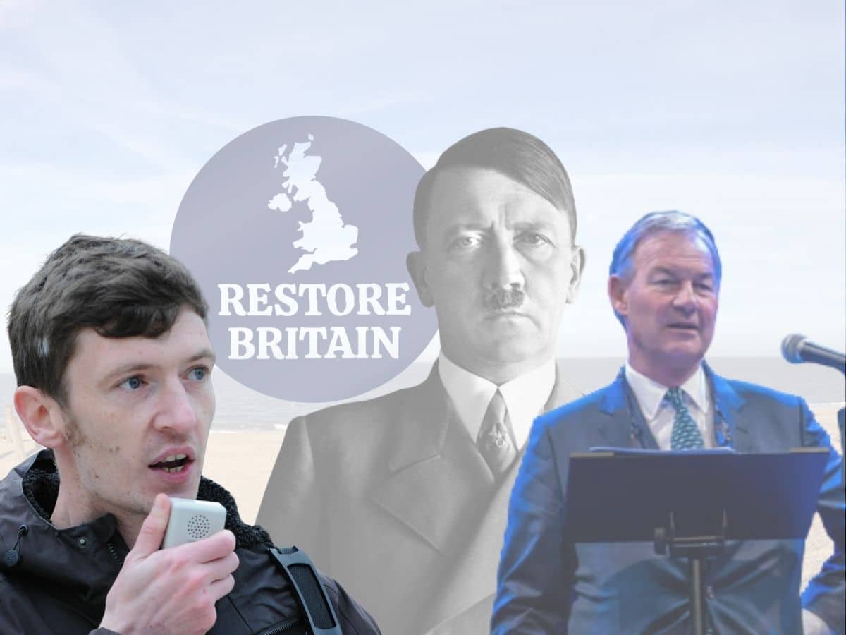 Rupert Lowe and Steve Laws of Restore Britain, and Adolf Hitler of the Nazi Party