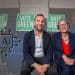 Zack Polanski and Geraldine Coggins of the Green Party and an AI logo