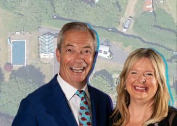 Nigel Farage of Reform UK and Allison Pearson, the journalist who told Ann Widdecombe's family to stop complaining