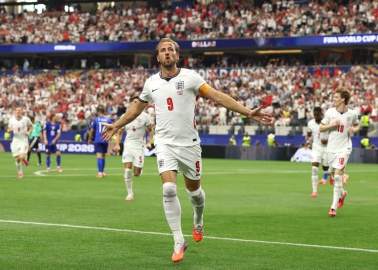 Harry Kane celebrates a goal at World Cup 2026