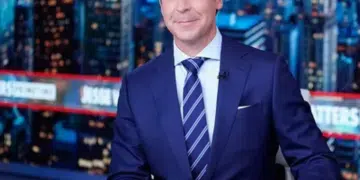Jesse Watters dressed and ready for recording at the Fox News table