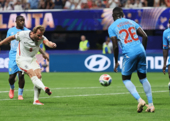 Harry Kane smashes in the goal to send DR Congo home in Atlanta, Georgia