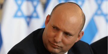 Then Prime Minister of Israel, Naftali Bennett, attends a weekly cabinet meeting in Jerusalem, May 29, 2022.