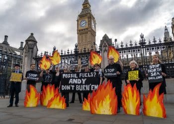 Protest outside parliament calls on Burnham to reject Rosebank oil field