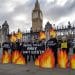 Protest outside parliament calls on Burnham to reject Rosebank oil field