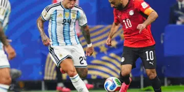 Salah taking the game to the Argentinians. Who had to resort to cheating to win. egypt