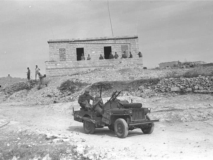 IOF soldiers in Sa'sa', Upper Galilee, during Operation Hiram, which redrew the borders between Palestine and Lebanon